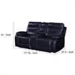 Motion Loveseat with Leatherette Upholstery and Tufted Seat- Navy Blue