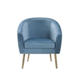 Accent Chair with Velvet Upholstery and Metal Legs- Blue