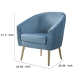 Accent Chair with Velvet Upholstery and Metal Legs- Blue