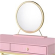 Vanity Desk with Removable Mirror and Open Metal Frame- Pink and Gold