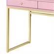 Vanity Desk with Removable Mirror and Open Metal Frame- Pink and Gold