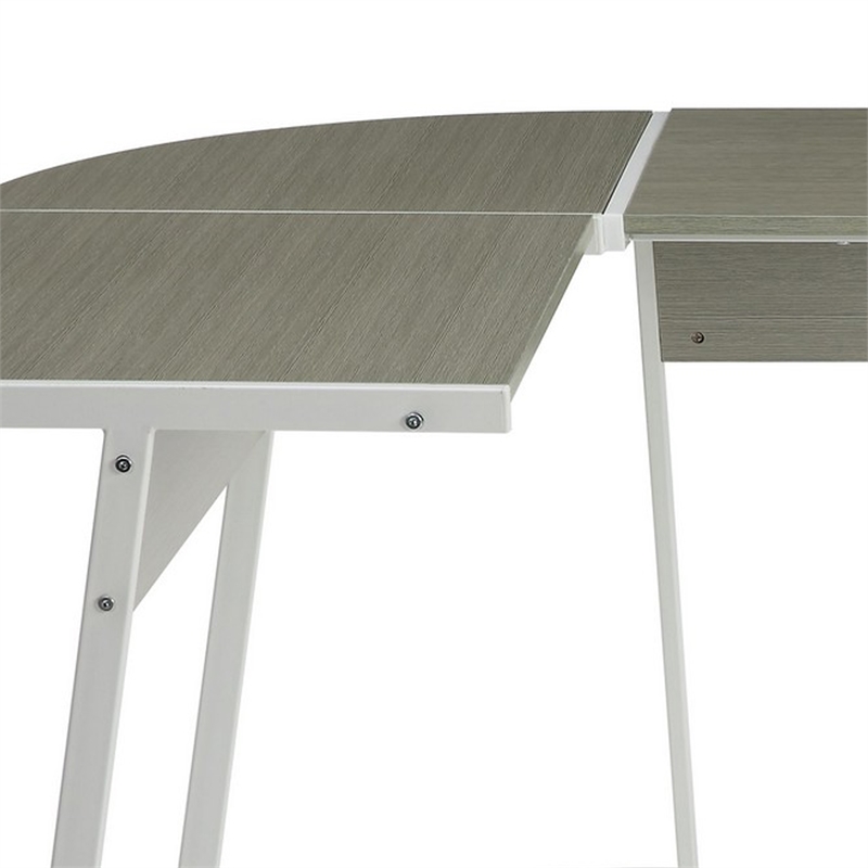 Computer Desk with Metal Legs and CPU Holder- Gray