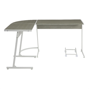 Computer Desk with Metal Legs and CPU Holder- Gray