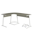 Computer Desk with Metal Legs and CPU Holder- Gray