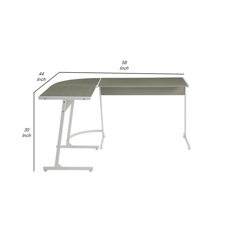Computer Desk with Metal Legs and CPU Holder- Gray