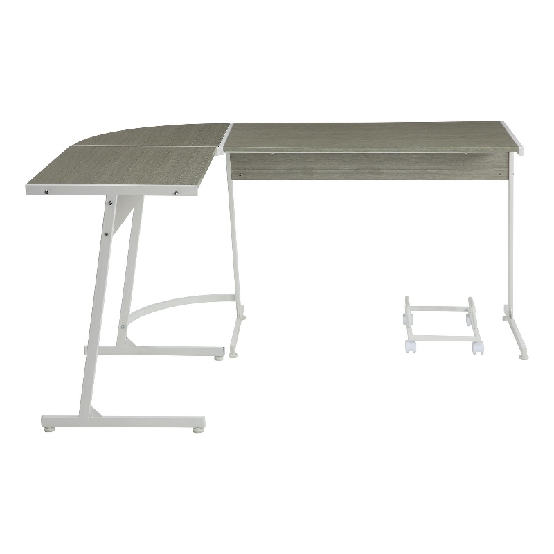 Computer Desk with Metal Legs and CPU Holder- Gray