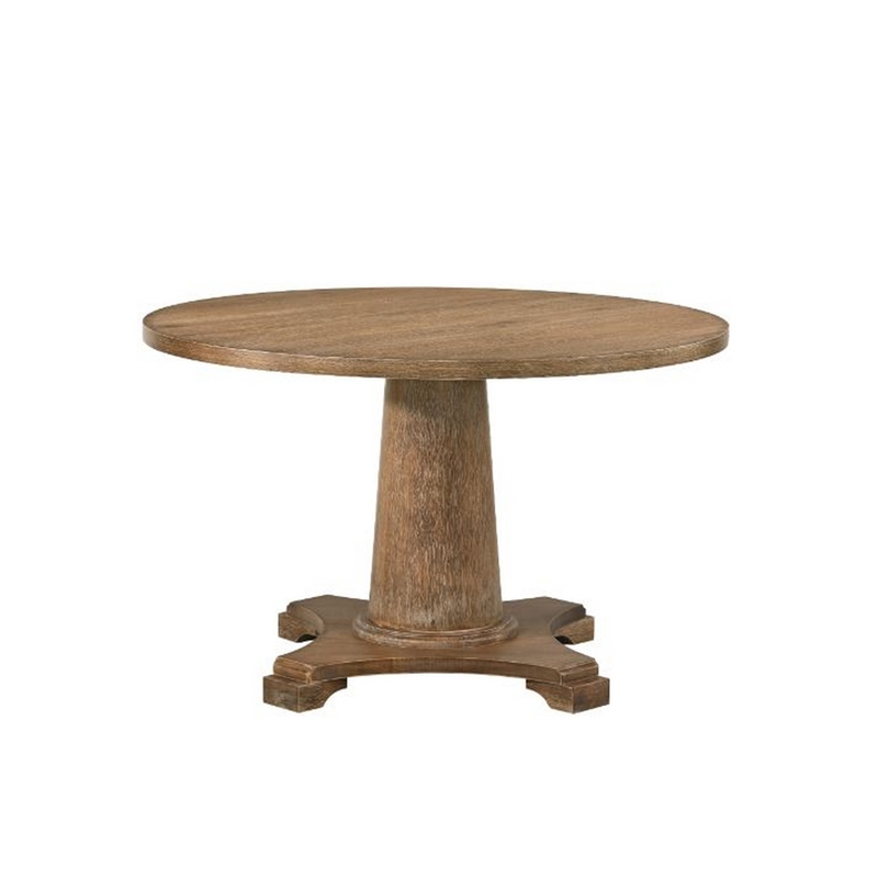 Dining Table with Single Pedestal Base- Oak Brown