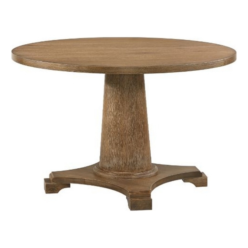 Dining Table with Single Pedestal Base- Oak Brown