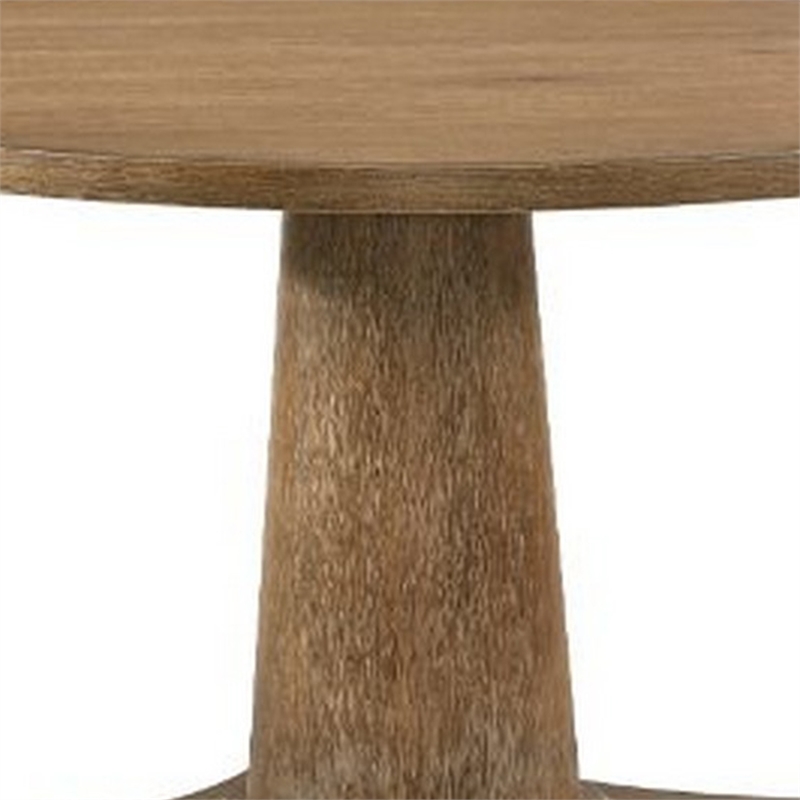 Dining Table with Single Pedestal Base- Oak Brown