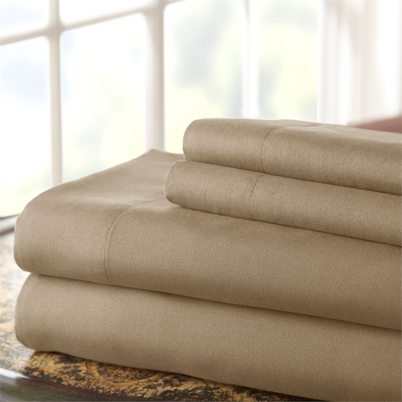 Lanester 4 Piece Deep Pocket Microfiber King Sheet Set - Taupe Gray