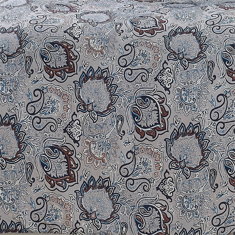 Caen 8 Piece Printed Queen Reversible Comforter Set - Gray and Blue