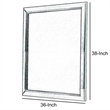 Transitional Style Mirror with Raised Wooden Frame- Brown and Silver