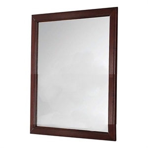 Transitional Style Mirror with Raised Wooden Frame- Brown and Silver