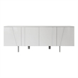 75 Inch 4 Doors Modern Buffet Server- Geometric Front- Metal Legs- White