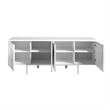 75 Inch 4 Doors Modern Buffet Server- Geometric Front- Metal Legs- White