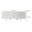 75 Inch 4 Doors Modern Buffet Server- Geometric Front- Metal Legs- White