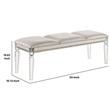 Tufted Leatherette Seater Wooden Bench with Mirror Accents- White
