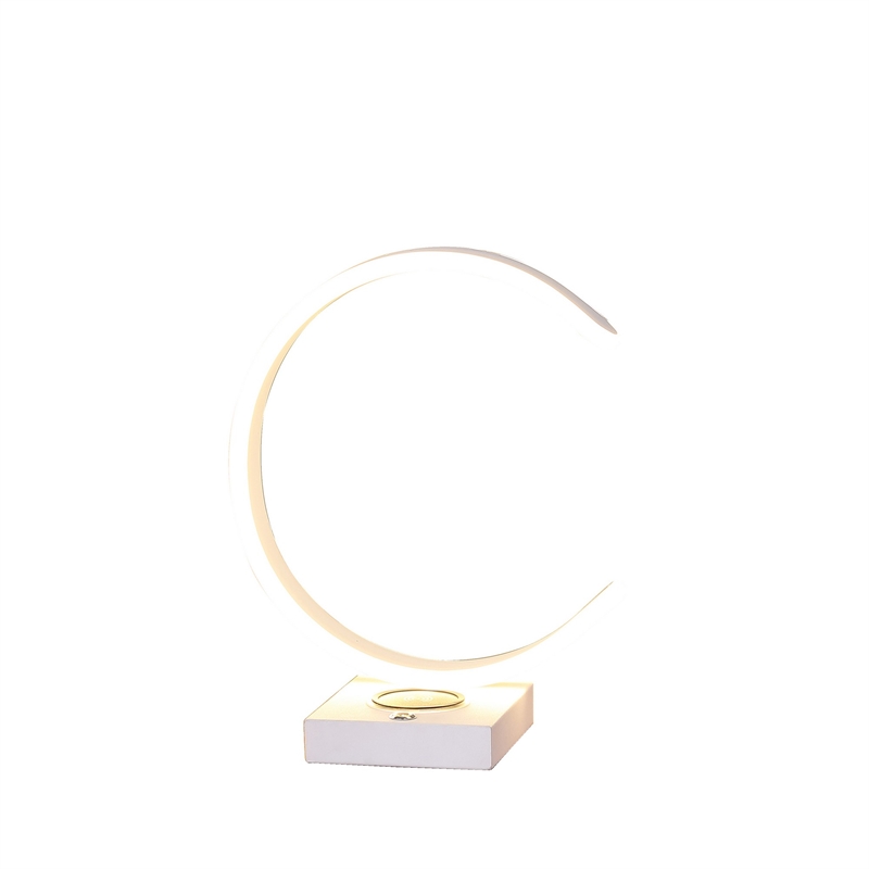 Metal C Shaped Table Lamp with USB Plugin- White