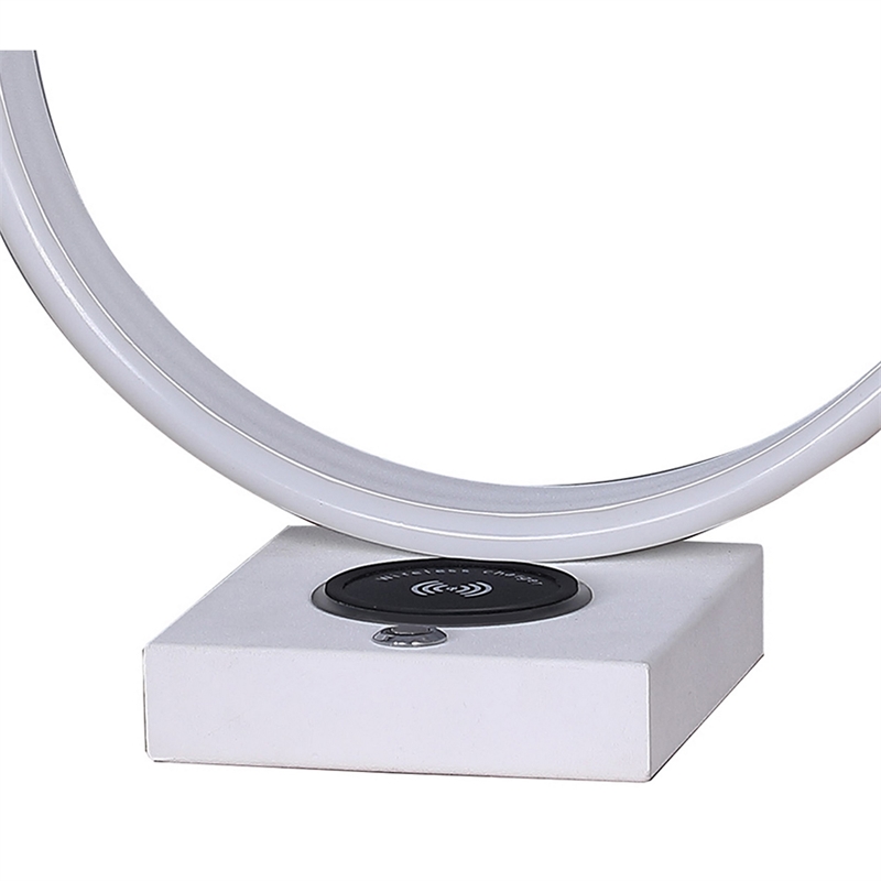 Metal C Shaped Table Lamp with USB Plugin- White