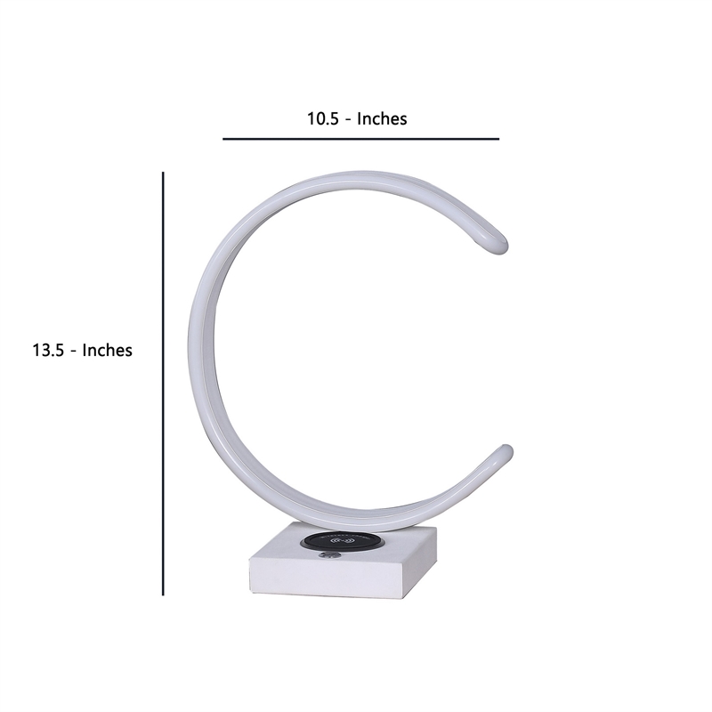 Metal C Shaped Table Lamp with USB Plugin- White
