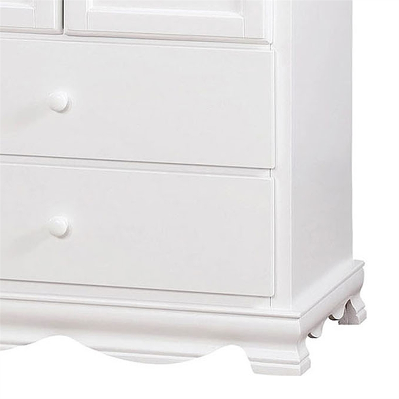 51 Inch 2 Drawer Wooden Armoire with Arched Base- White
