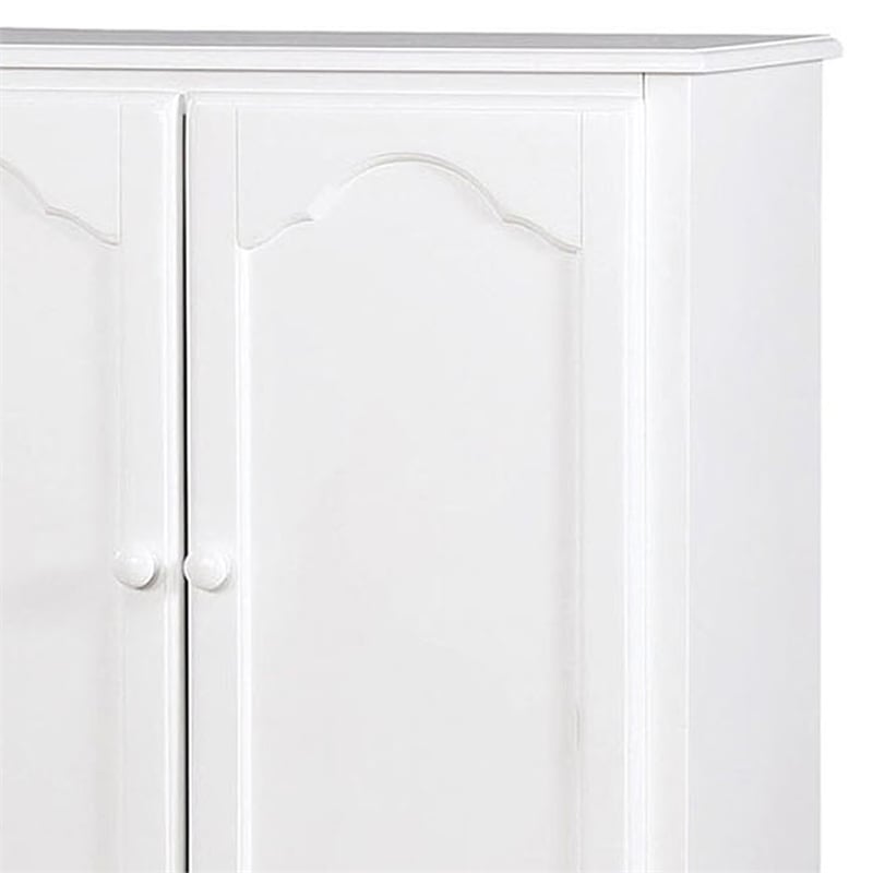 51 Inch 2 Drawer Wooden Armoire with Arched Base- White