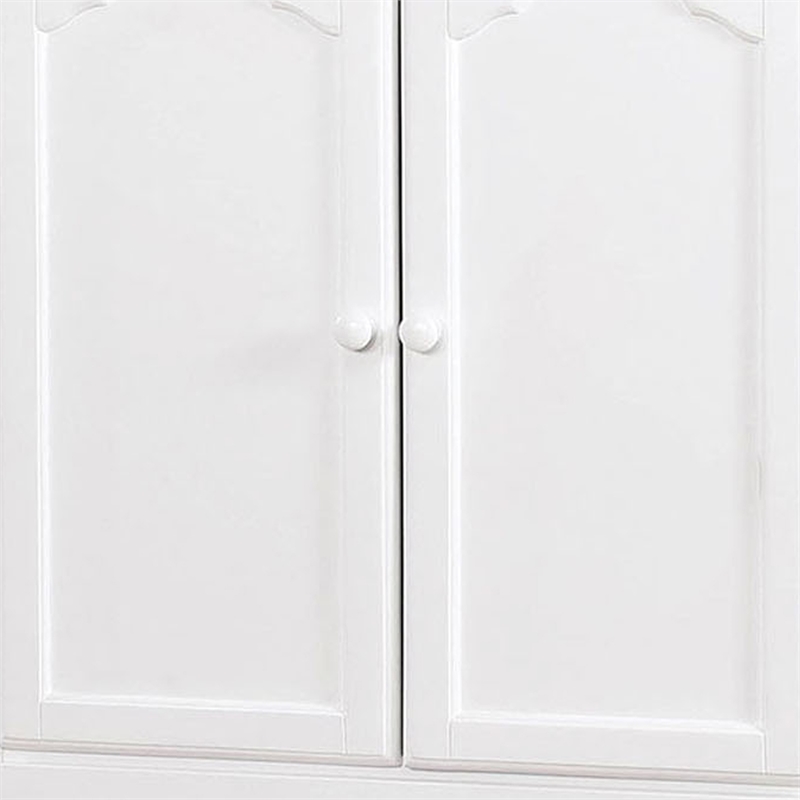 51 Inch 2 Drawer Wooden Armoire with Arched Base- White