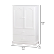 51 Inch 2 Drawer Wooden Armoire with Arched Base- White