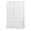 51 Inch 2 Drawer Wooden Armoire with Arched Base- White