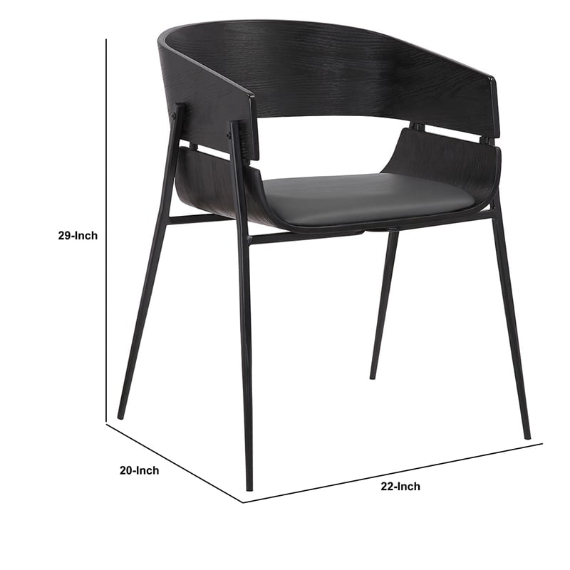 18.5 Inches Round Back Leatherette Dining Chair- Set of 2- Black