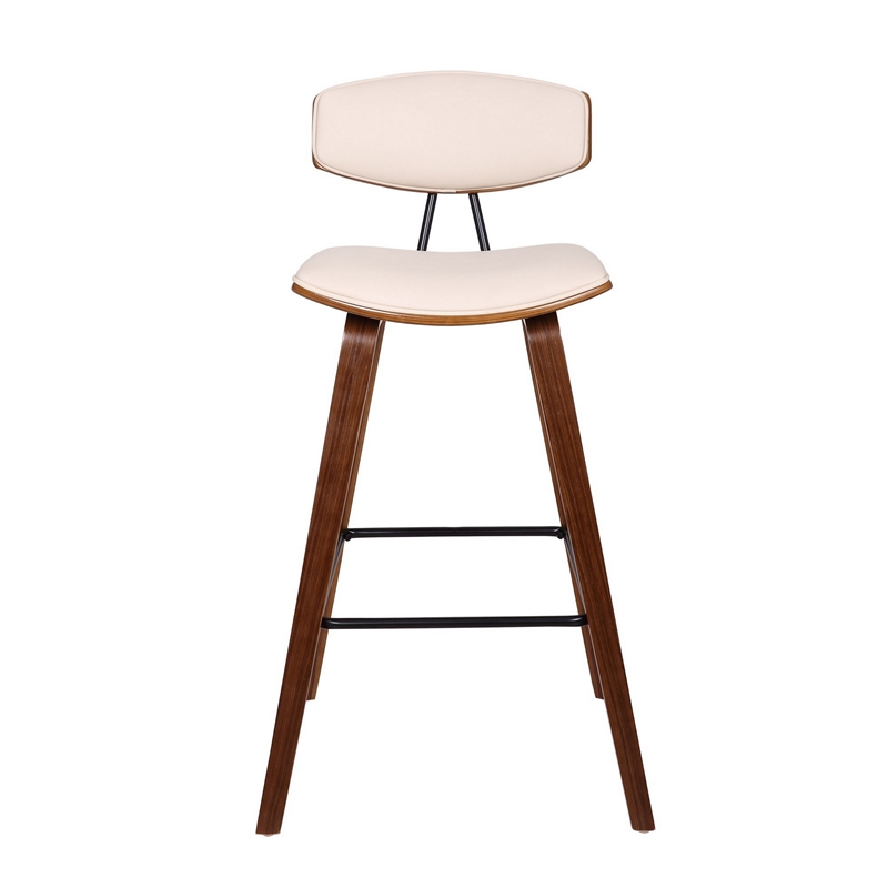 28.5 Inches Contoured Seat Leatherette Barstool- Cream