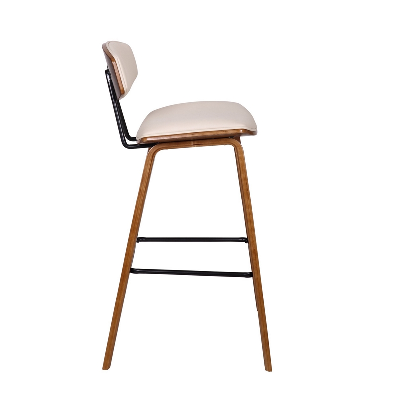 28.5 Inches Contoured Seat Leatherette Barstool- Cream