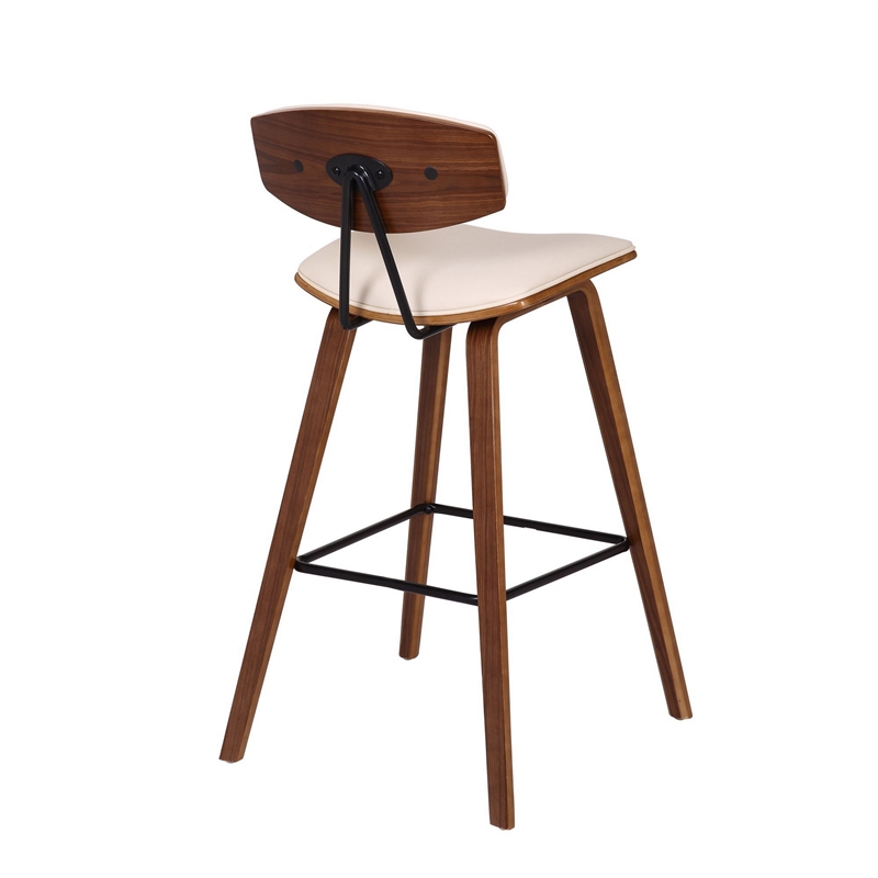 28.5 Inches Contoured Seat Leatherette Barstool- Cream