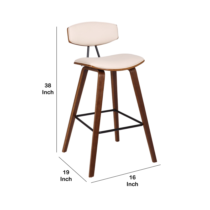 28.5 Inches Contoured Seat Leatherette Barstool- Cream