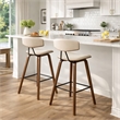 28.5 Inches Contoured Seat Leatherette Barstool- Cream