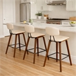 28.5 Inches Contoured Seat Leatherette Barstool- Cream