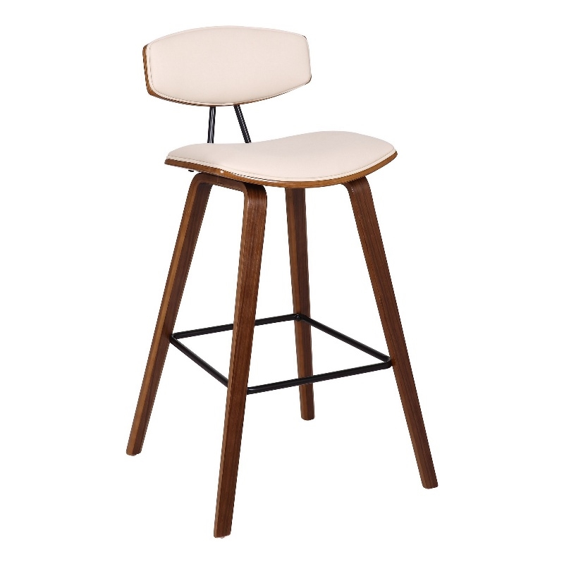 28.5 Inches Contoured Seat Leatherette Barstool- Cream