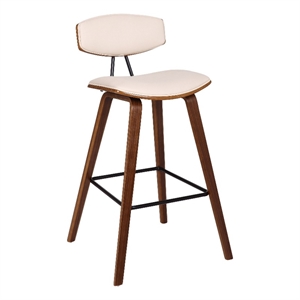 28.5 Inches Contoured Seat Leatherette Barstool- Cream