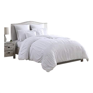 Hamburg 7 Piece King Size Comforter Set with Textured Details - White