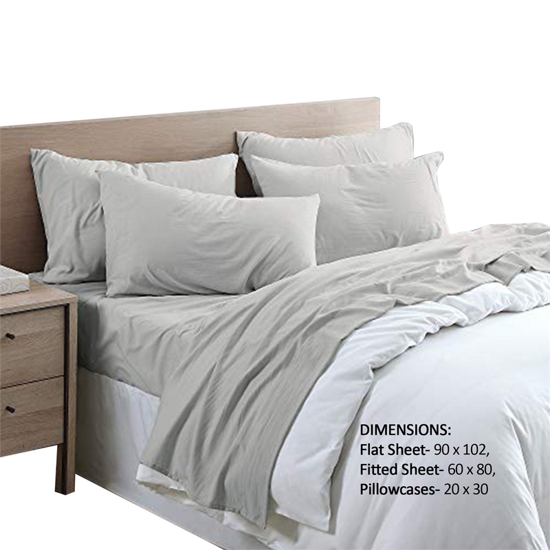 6 Piece Queen Size Microfiber Fabric Sheet Set with Pocket- Gray