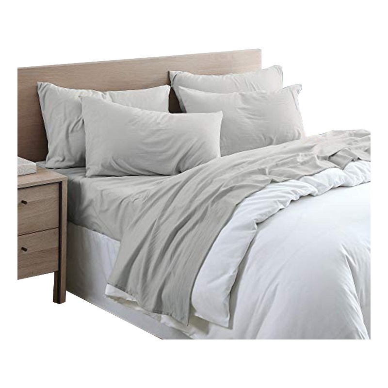 6 Piece Queen Size Microfiber Fabric Sheet Set with Pocket- Gray
