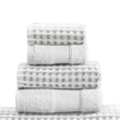 Porto 6 Piece Dual Tone Towel Set with Jacquard Grid Pattern - White