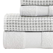 Porto 6 Piece Dual Tone Towel Set with Jacquard Grid Pattern - White