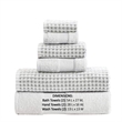 Porto 6 Piece Dual Tone Towel Set with Jacquard Grid Pattern - White
