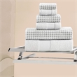 Porto 6 Piece Dual Tone Towel Set with Jacquard Grid Pattern - White