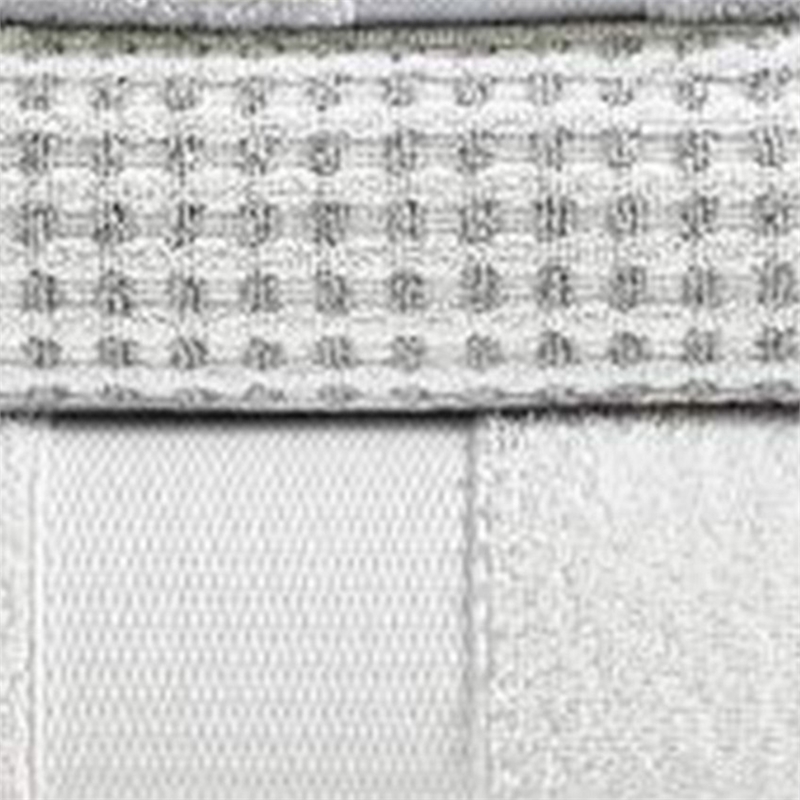 Porto 6 Piece Dual Tone Towel Set with Jacquard Grid Pattern - White