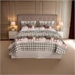 3 Piece Fabric King Quilt Set- Animal- Plaid Print- Gray and Brown