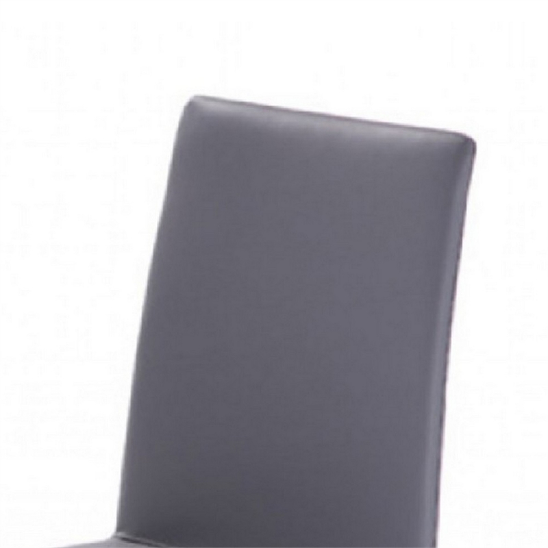 Fully Leatherette Upholstered Metal Frame Dining Chair- Set of 2- Gray