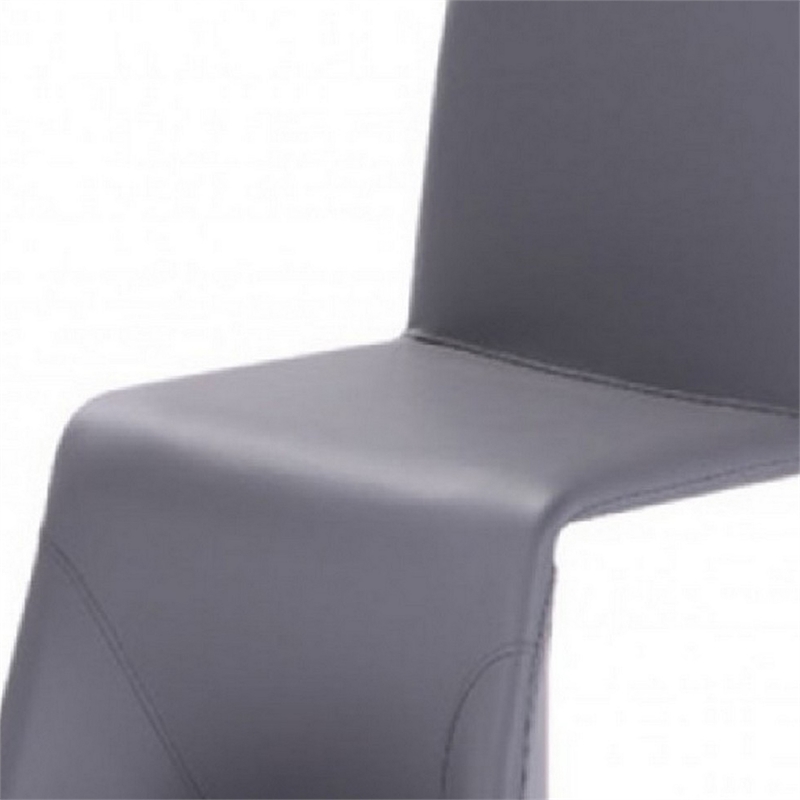 Fully Leatherette Upholstered Metal Frame Dining Chair- Set of 2- Gray