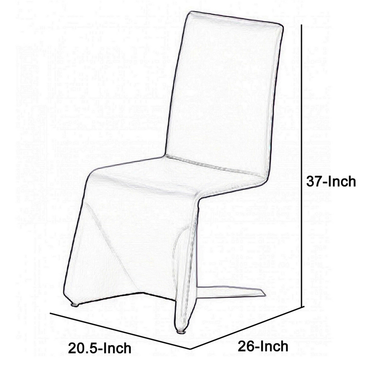 Fully Leatherette Upholstered Metal Frame Dining Chair- Set of 2- Gray